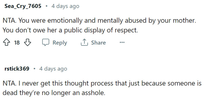 Being dead doesn't give them absolution.