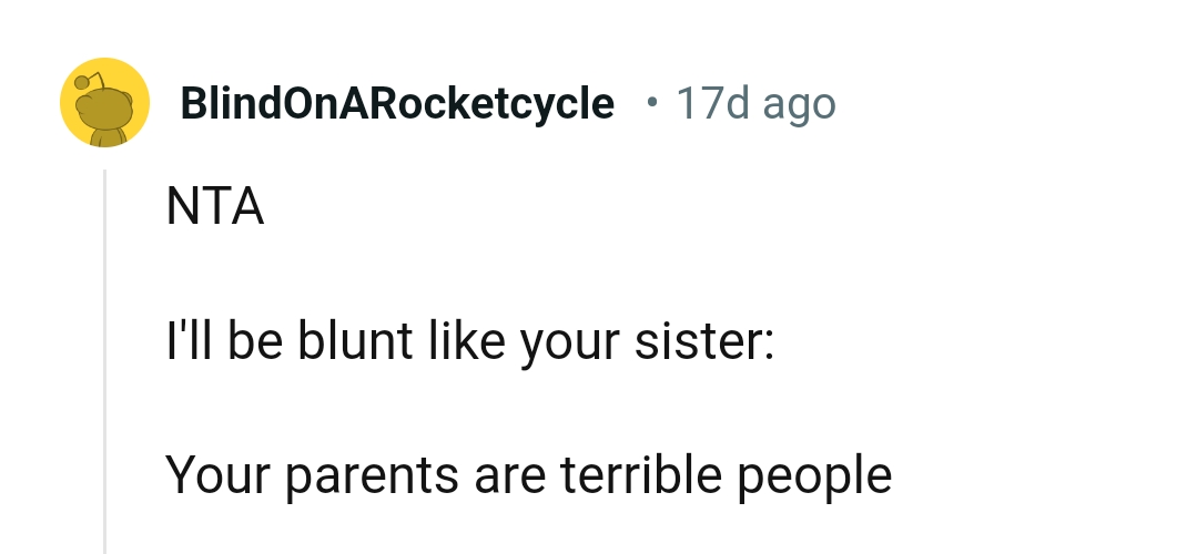 OP's parents are terrible people