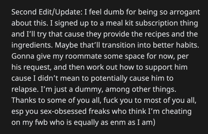 OP Needs to Reactivate His Sympathy Muscles Because He Just Comes Across as a Selfish Guy