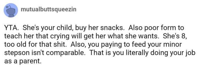 OP definitely reinforced the wrong message to her daughter