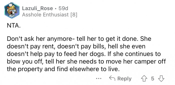 Don't ask her; tell her!