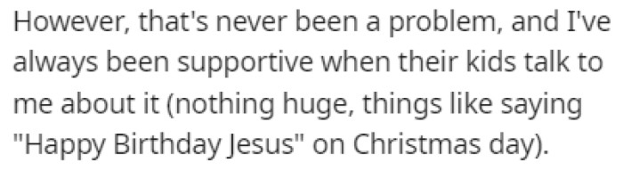 The neighboring family is religious and OP has no problems with this