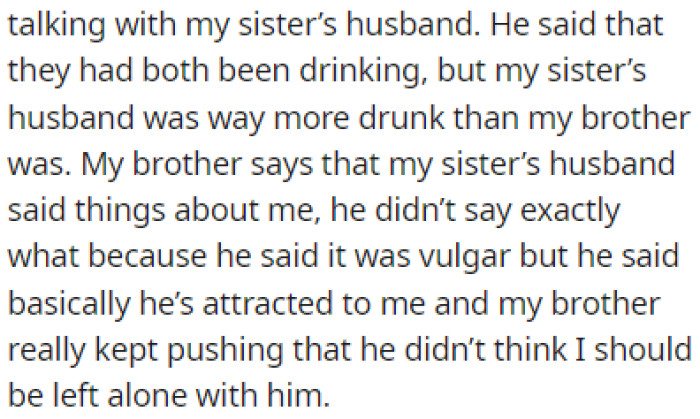 He told OP that her brother-in-law said that he was attracted to her