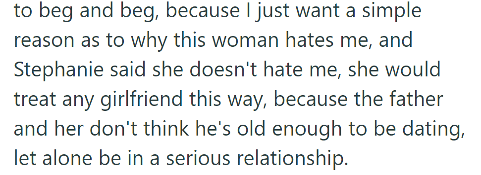 Adam asked once after pleading. Stephanie claimed she doesn't hate her, but they think Adam isn't ready for serious relationships.