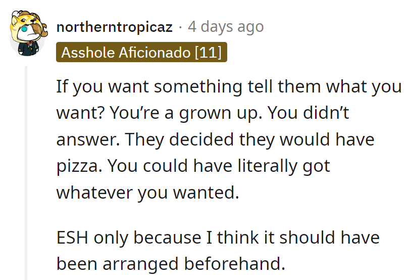 Speak now or eat pizza later? Lesson learned: Plan ahead, or pepperoni prevails.