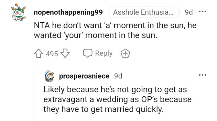 He Wanted OP's Moment in the Sun