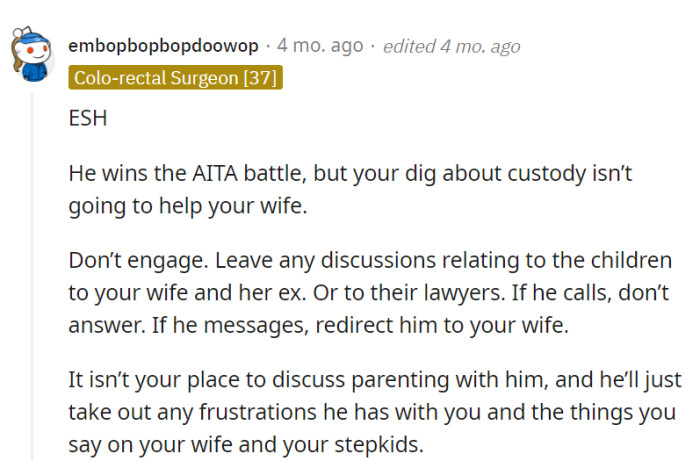 Stepping back from parenting discussions with the ex is the way to go.