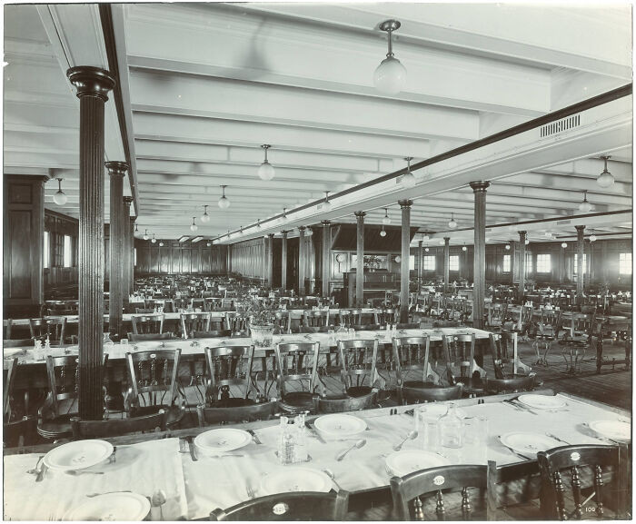 "Third Class Dining Saloon In Lusitania, 1906"