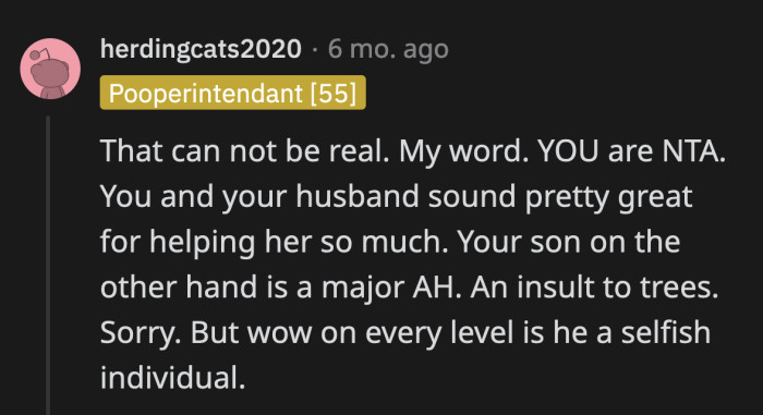 OP's story sounds like a sad TV movie because of how her son has been acting.