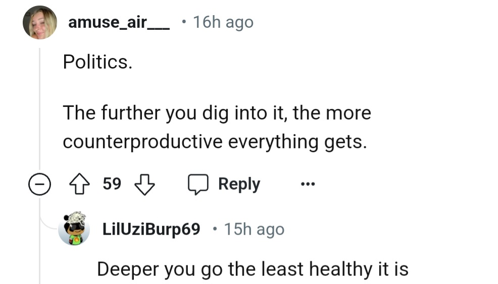 Politics is definitely not for this Redditor