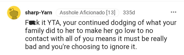 What could the family have done to OP's older sister to make her feel so bitter?