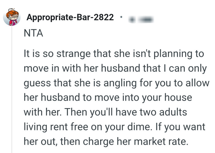 Charging her market rate