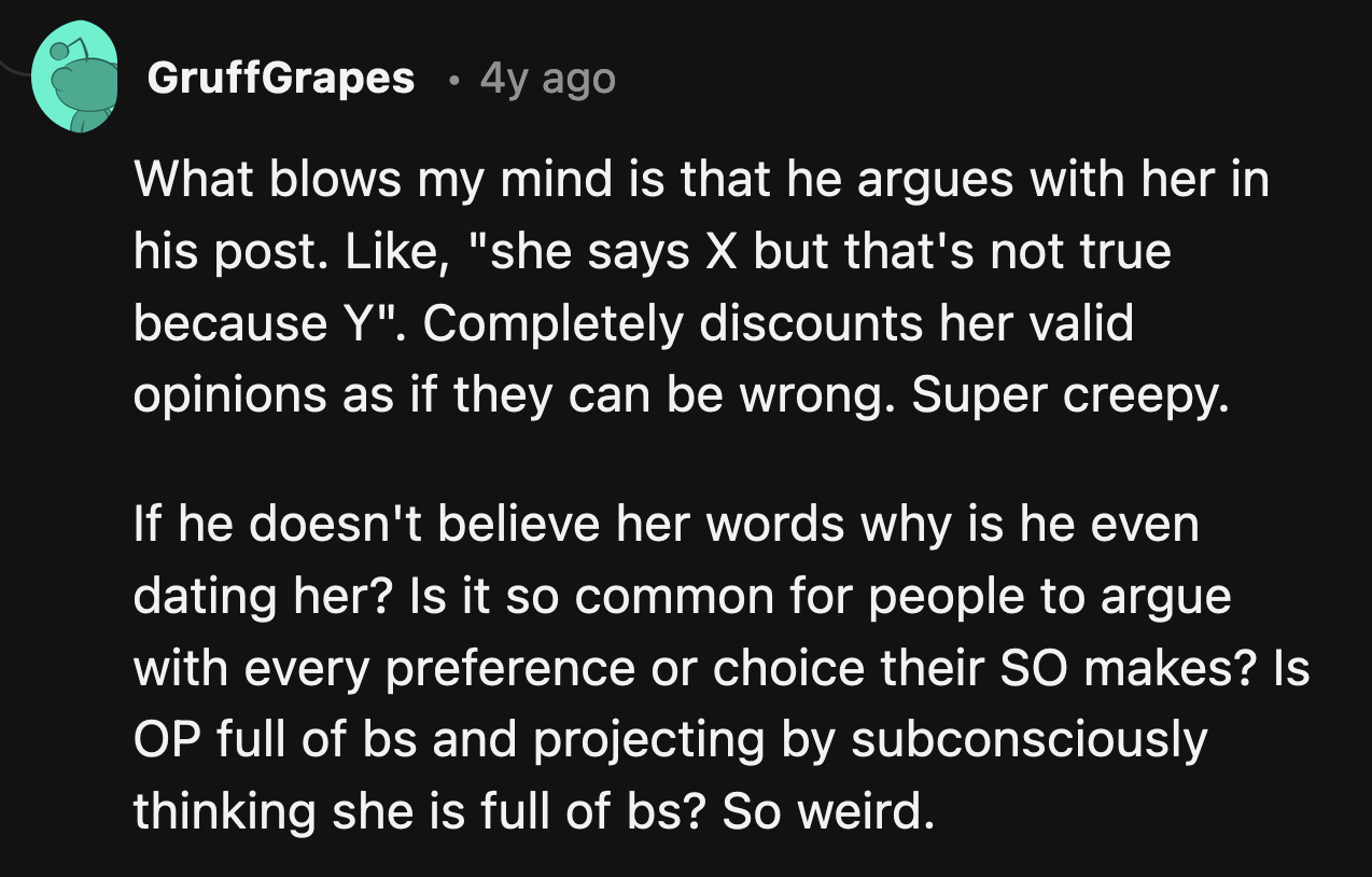 They noted how dismissive and condescending he was toward his girlfriend.