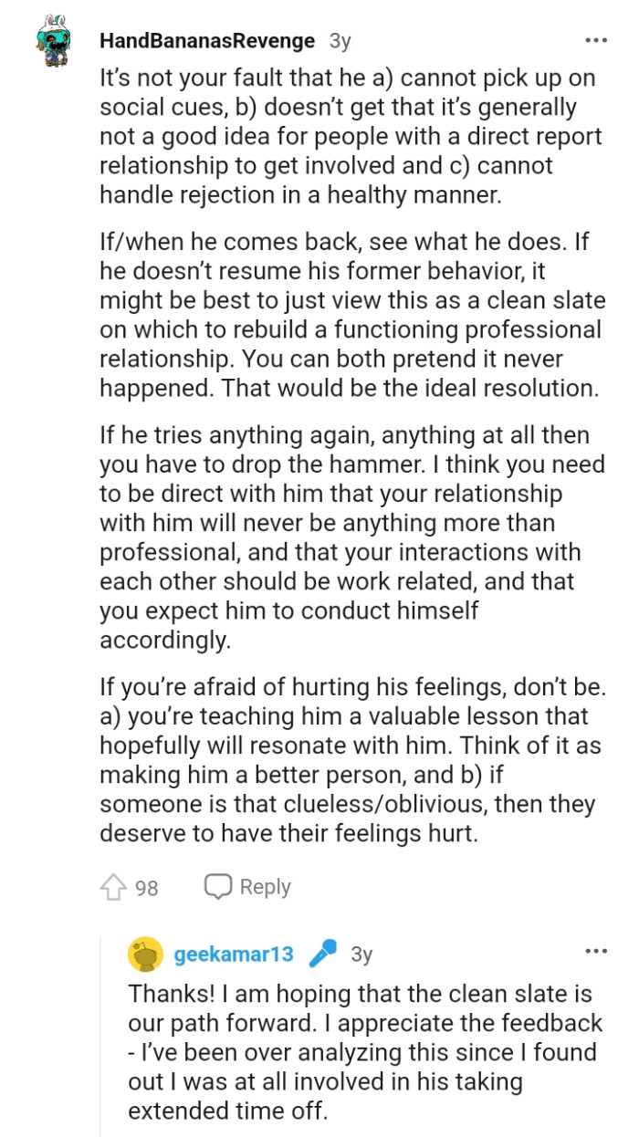 They can both pretend that the conversation never happened