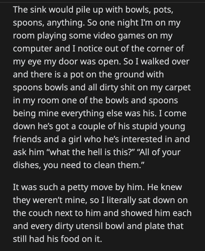 While OP was busy teaching her roommate about sharing,