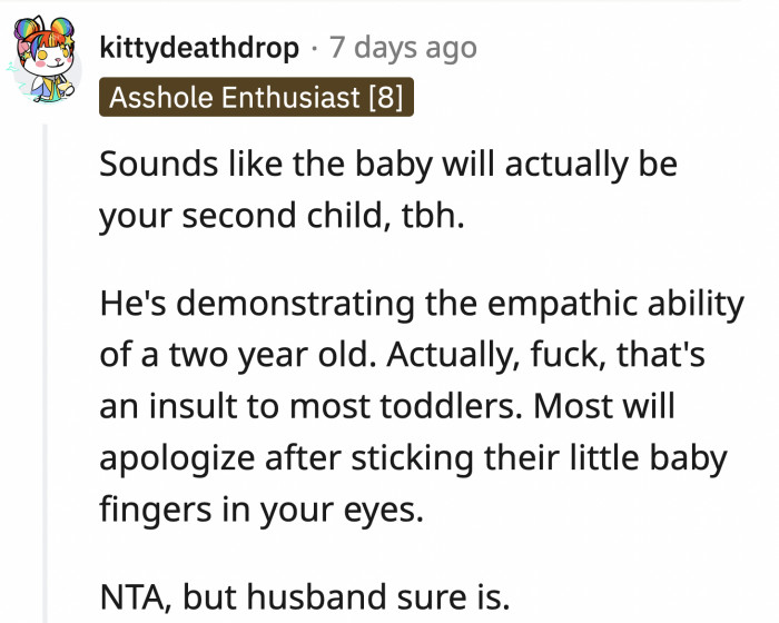 OP's baby will have better manners than their dad
