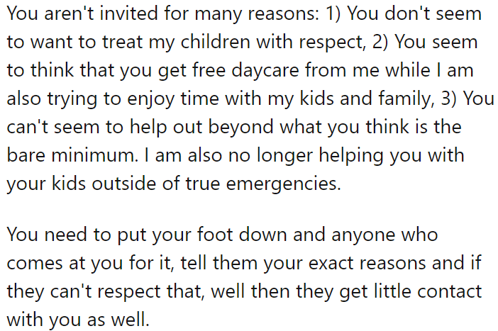 A Redditor said the OP should explain to her sister the reasons why she had excluded her