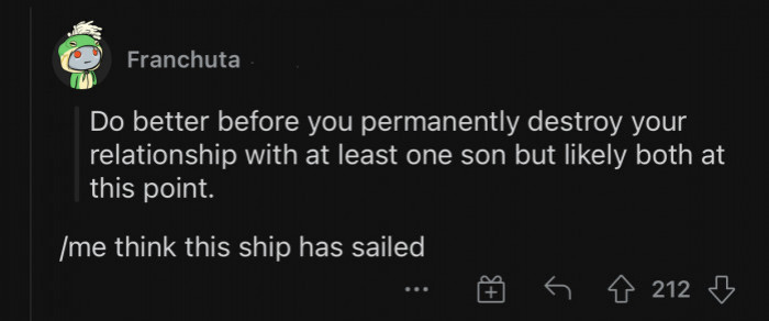 This ship has already sailed.