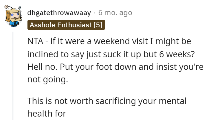 Put your foot down, OP