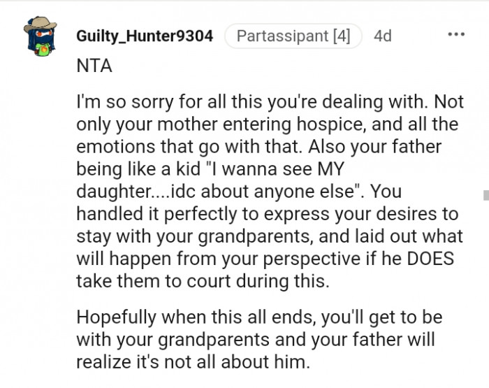 Your father is behaving like a child.