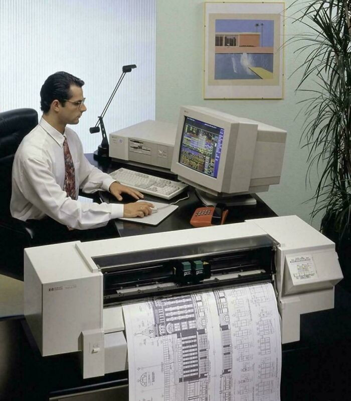 "1990s Architect At His Workstation"