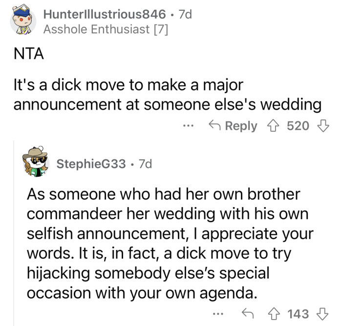 When you propose at someone's wedding, you hijack their event.