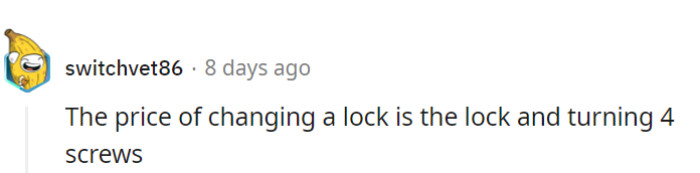But this one's got a point—changing a lock is as simple as a lock and four screws.