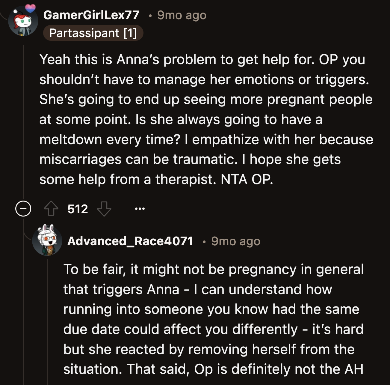 OP said she didn't blame Anna. Her emotional response to seeing OP was natural after what she went through.