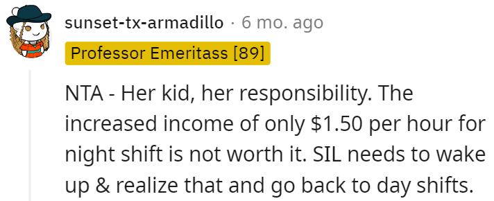 Her kid, her responsibility