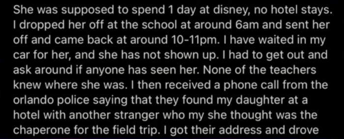 The stranger who took OP's daughter has been arrested