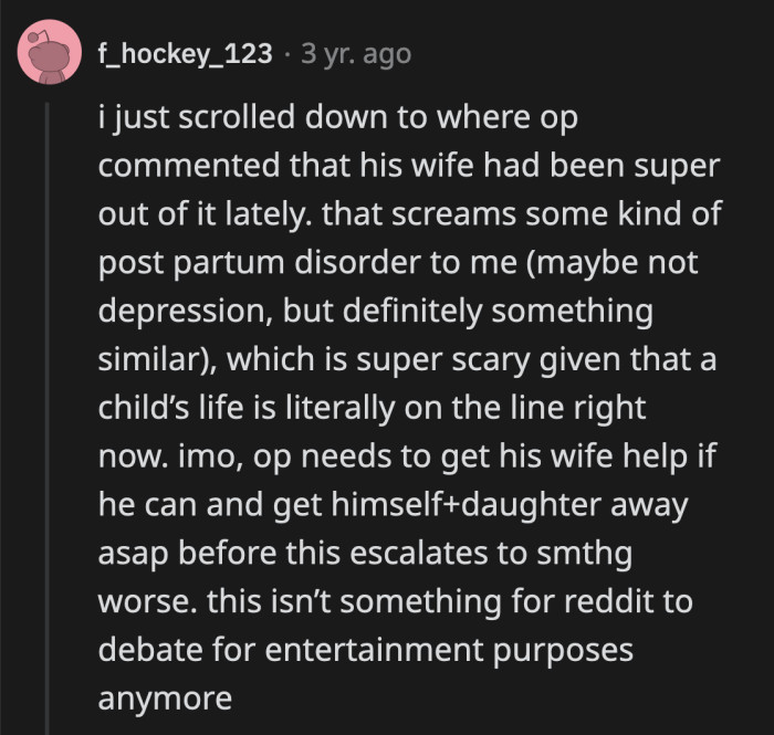 However, OP's replies revealed a more pressing issue for their family.