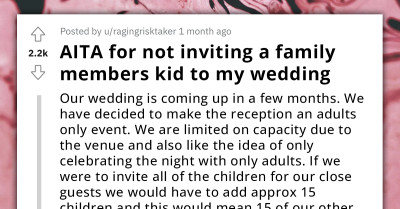 Couple's Decision To Have A Child-Free Wedding With The Exception Of The Niece Causes An Uproar In The Family