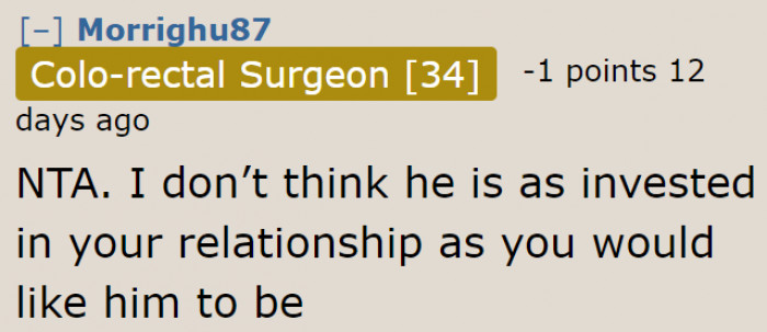 Redditors think the boyfriend isn't too committed to her.