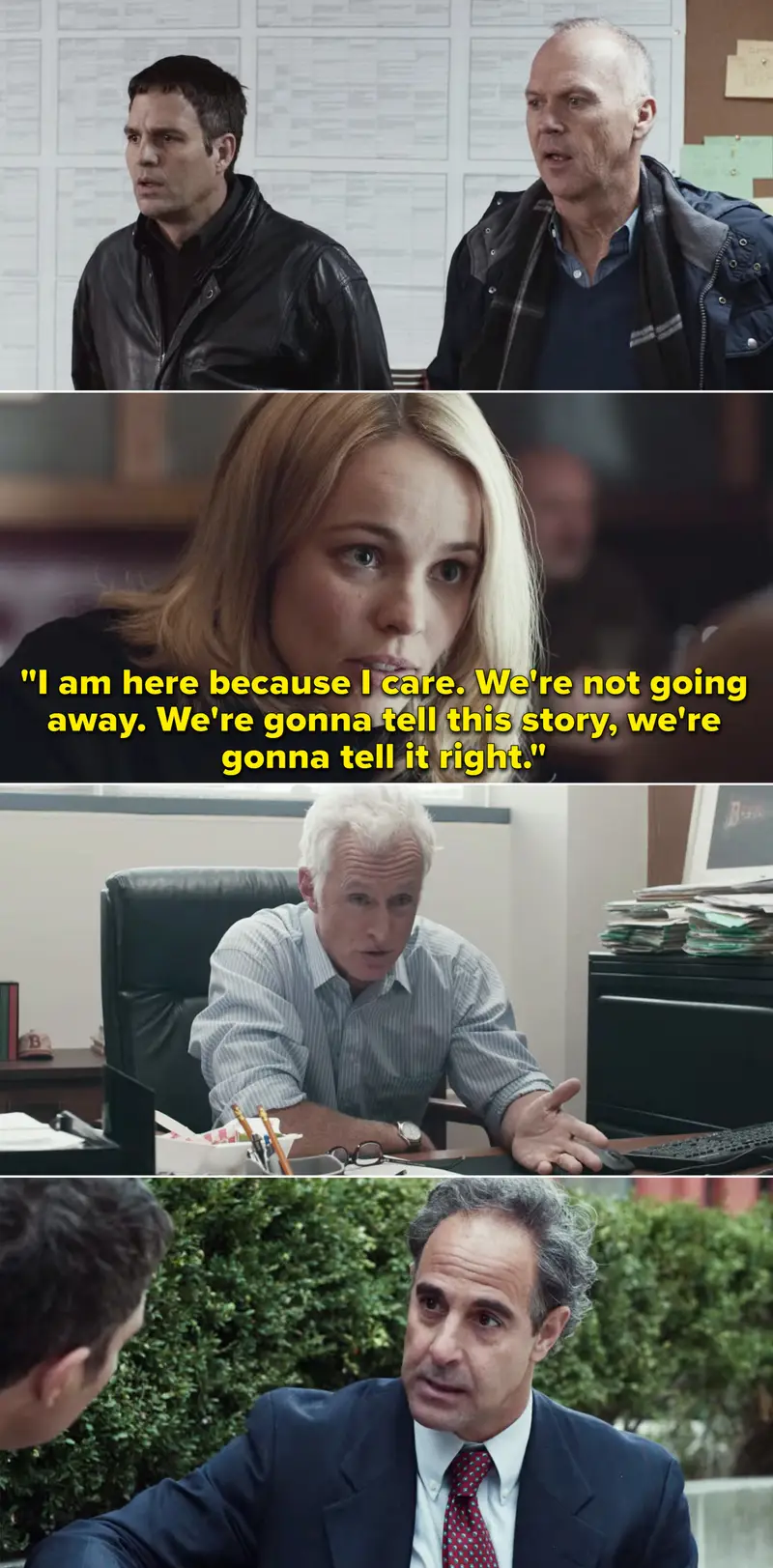 5. Spotlight, starring Mark Ruffalo (The Hulk), Michael Keaton (Adrian Toomes/Vulture), Rachel McAdams (Christine Palmer), John Slattery (Howard Stark), and Stanley Tucci (Abraham Erskine)