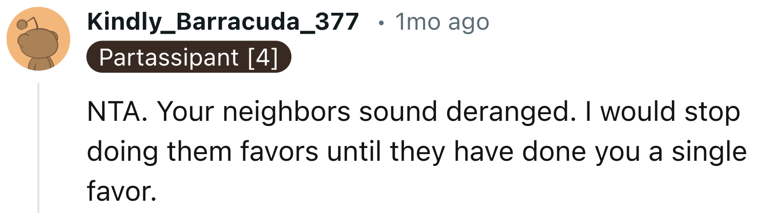 Time to stop doing favors