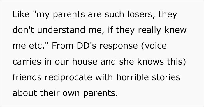She said her daughter knew they could hear what she was saying.