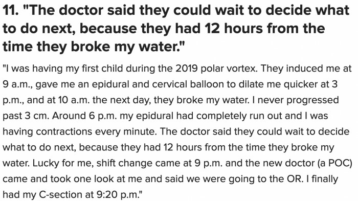 11. Imagine enduring all of that and having the little relief you have run out, only to still hear that you could wait.