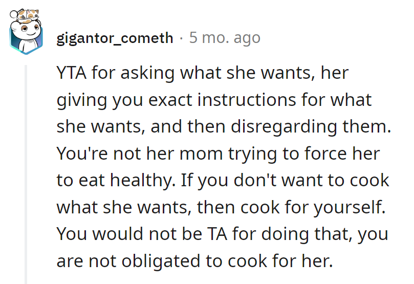 Asked, got instructions, then played the role of an accidental culinary rebel. Not mom vibes, just a food enthusiast gone rogue.