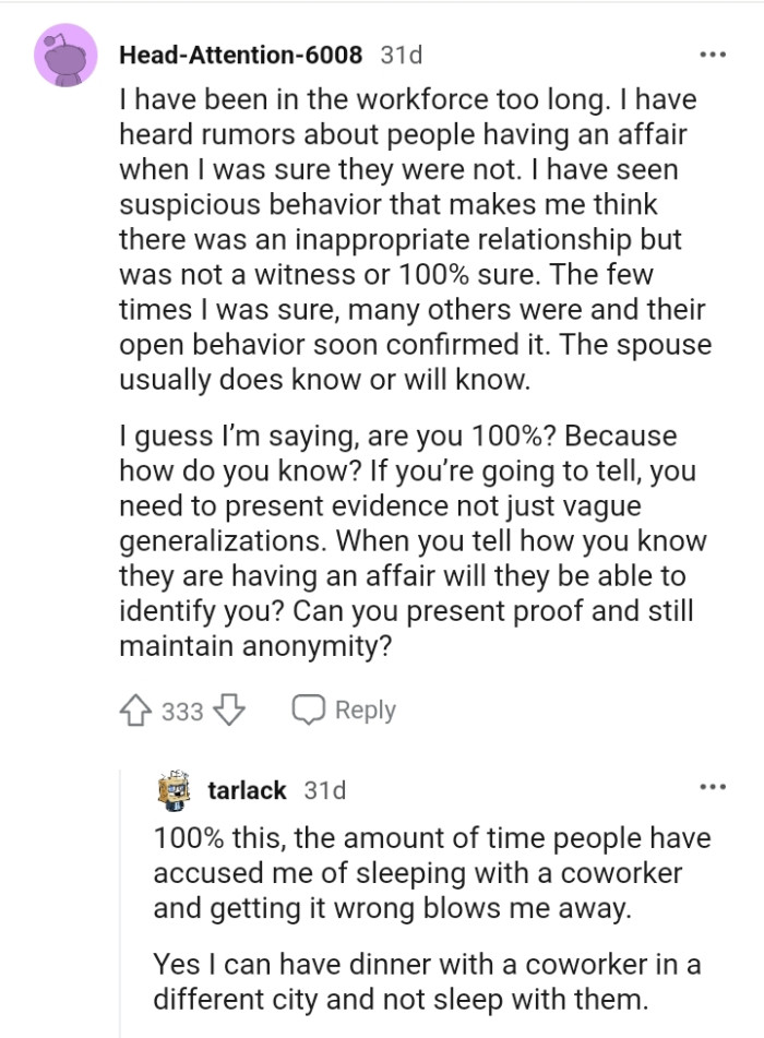 The spouse usually does know or will know