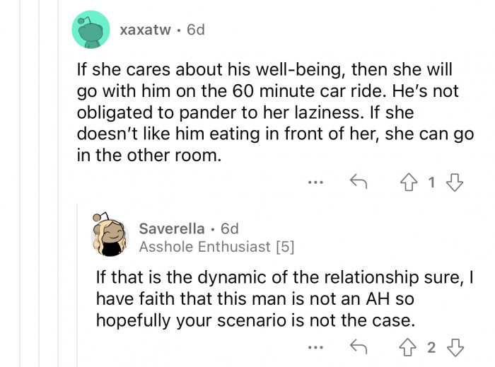 OP's BF is not obligated to bring her food.