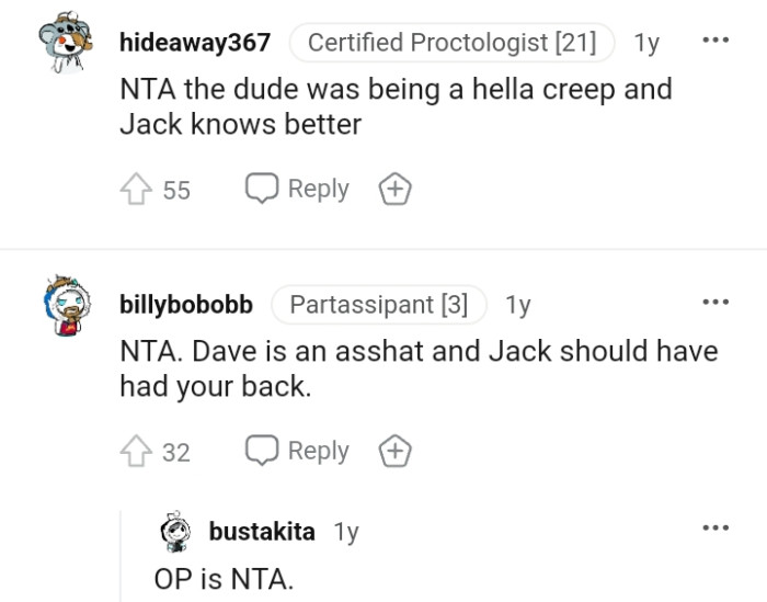 The dude was being a creep, and the manager should have known better