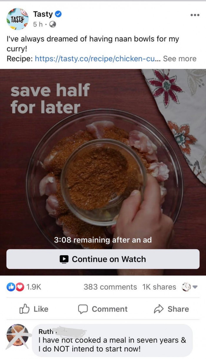 38. Ruth is done with Tasty’s nonsense