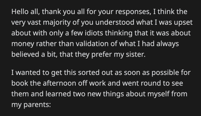 His Chat with His Parents Enlightened Him. He Saw Where He Stood with Them.