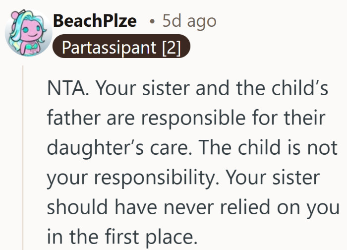 A blunt reminder that responsibility does not shift just because someone else is nearby.