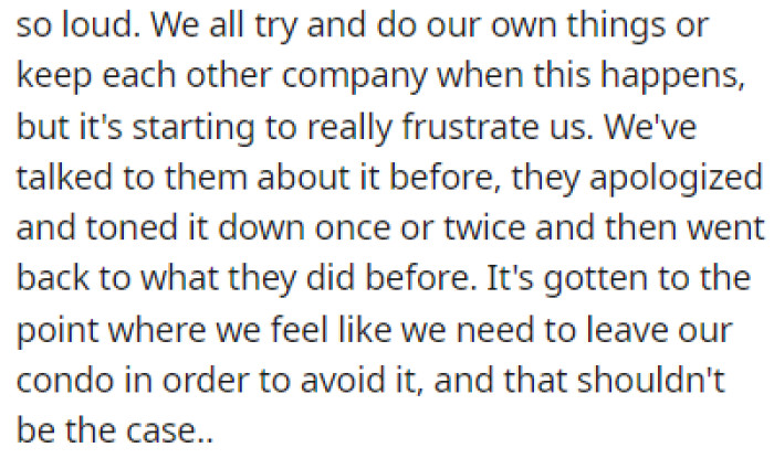 OP and Her Boyfriend Are Getting Really Frustrated with the Other Couple's Loud Adventures