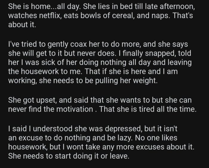 OP had to confront his GF about their living situation, but things didn't go as planned.