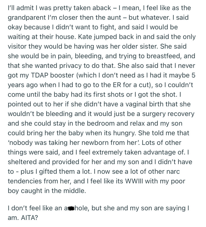 OP offered to wait at their home, but yet again, Kate objected. At this point, he was feeling quite hurt