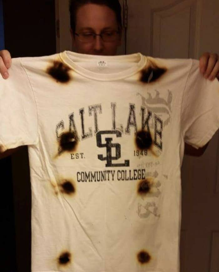 3. This hubby who thought he could microwave his shirt to dry it: