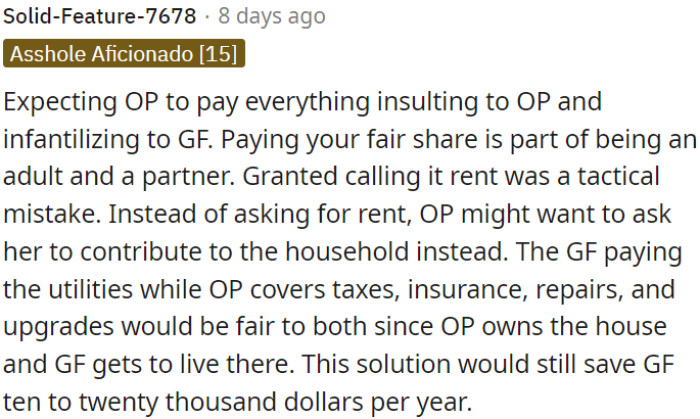 Sharing financial responsibilities is important in a mature partnership.