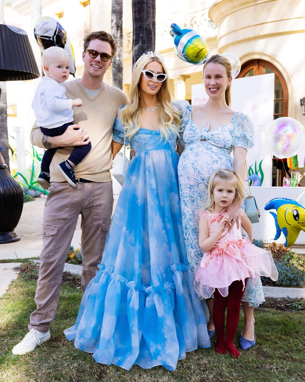 Paris's brother, Barron, and his pregnant wife, Tessa, were also at the party with their children Milou and Caspian.